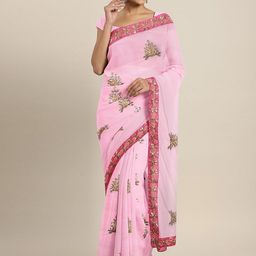 Mitera Pink Ethnic Motifs Beads and Stones Saree-picture-44
