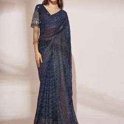 Mitera Beads and Stones Pure Georgette Saree-image-14