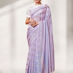 Mitera Lavender & Gold-Toned Embellished Pure Georgette Saree-picture-25