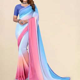 Mitera Ombre Printed Pure Georgette Saree With Blouse Piece-picture-19