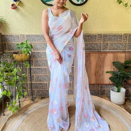 Mitera Floral Embellished Sequinned Saree-image-83