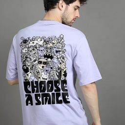 Bushirt Smile Printed Drop Shoulder Sleeves Pure Cotton Oversized T-shirt-picture-6