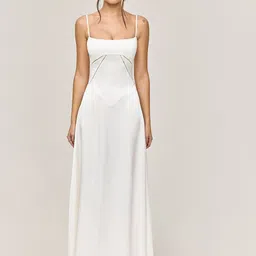 bebe Women Solid Square Neck Shoulder Straps Styled Back Maxi Dress-image-48