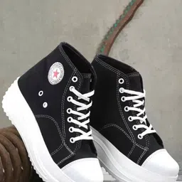 SHOE LAB S_Mota Blk Canvas Shoes _37 Women Colourblocked Lace-Up Sneakers-picture-9