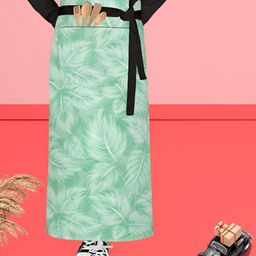 ArtzFolio Green & White Printed Cotton Waist Apron-image-64