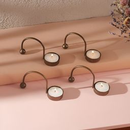 Homspurts Copper-Toned 4 Pieces Mosaic Glow Candle Holders-12