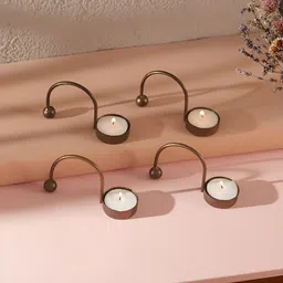 Homspurts Mosaic Glow Copper-Toned 4 Pieces Tea Light Metal Candle Holders-image-23