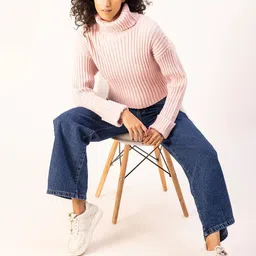 Stylecast X Kotty Women Cable Knit Turtle Neck Crop Pullover-image-25