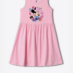 YK Disney Girl Minnie Printed Pleated Fit & Flare Cotton Dress-image-30