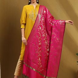 Biba Floral Woven Design Zari Dupatta-13