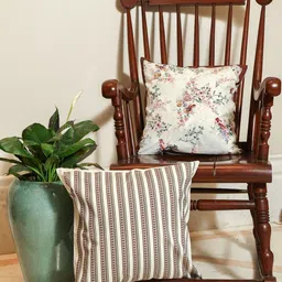 Crown of Poppies Off White & Maroon Pack of 2 Floral Square Cushion Covers-picture-7