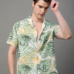 Metronaut Men Regular Fit Cuban Collar Floral Printed Casual Shirt-image-90