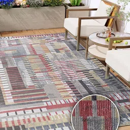 Kaleen India Magenta Geometric Anti-Skid Polyester Carpet-image-75