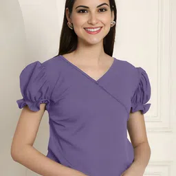 Mast & Harbour Women V-Neck Regular Wrap Top-image-80