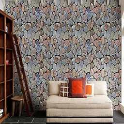 Univocean Grey & Blue Pebbles Stone Printed Waterproof Self Adhesive Wall Sticker-image-61