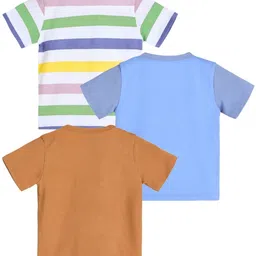 Nuego Infant Boys Pack Of 3 Bio Finish Striped Round Neck Half Sleeve Cotton T-shirts-38