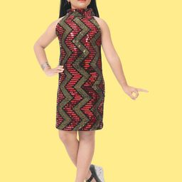 FASSY Girls Embellished Sequined A-Line Dress-image-91