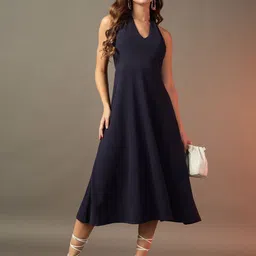 BAESD Halter Neck A-Line Midi Dress-image-39