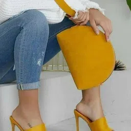 GLO GLAMP Women Mustard Mellow Pencil Heels Sandals-19