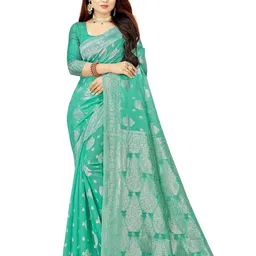 SAADHVI Woven Design Zari Pure Cotton Banarasi Saree-picture-4