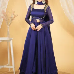 PAYAL CREATION Women Solid Embroidered Fit & Flare Maxi Dress-image-45