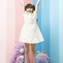 Athena Girl Puff Sleeve Fit & Flare Dress-image-3