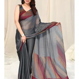 KALINI Striped Border Poly Chiffon Saree-image-85