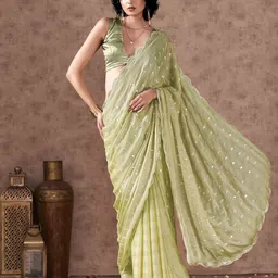 Tikhi Imli Embellished Mirror Work Saree with Blouse-image-50