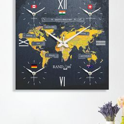 RANDOM Black & Yellow Printed Contemporary Wall Clock-13
