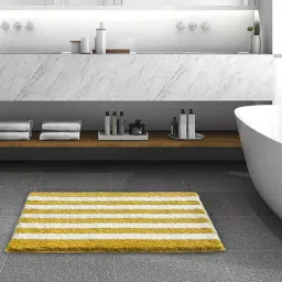 Yellow Geometric Microfibre 32x20 Inches Super Soft Bath Mat by ROSEATE-picture-23