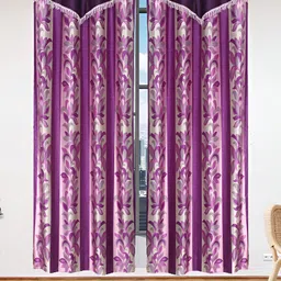 Stella Creations Purple 2 Pieces Floral Room Darkening Door Curtains-image-19