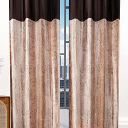 Stella Creations Brown 2 Pieces Floral Room Darkening Door Curtains-image-96