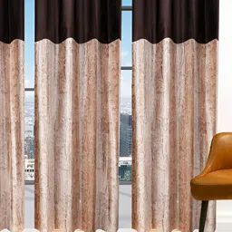 Stella Creations Brown 3 Pieces Floral Room Darkening Door Curtains-image-22