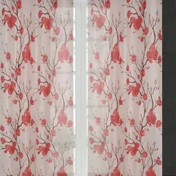 COMFY HOME Maroon & Violet 2 Pieces Floral Sheer Long Door Curtains-98