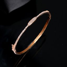 Jazz and Sizzle Women  American Diamond Rose Gold-Plated Bangle-Style Bracelet-image-16