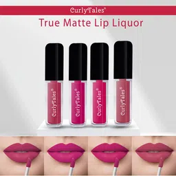 CurlyTales True Matte Set Of 4 Liquid Lipstick 4ml Each - Peach 02 &10, Magenta 04 & 5-13