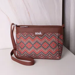 ZOUK Geometric Printed Structured Sling Bag-image-8