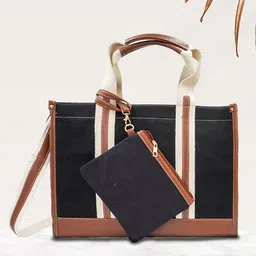Womanix Colourblocked Structured Handheld Bag with Applique-8
