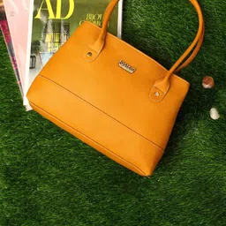 Fostelo Orange PU Structured Satchel with Applique-image-70