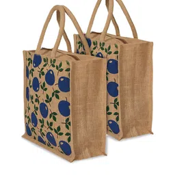 Kuber Industries Set Of 2 Graphic Printed Jute Shopper Tote Bags-4