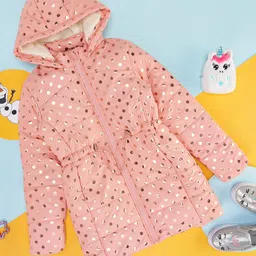Pantaloons Junior Girls Polka Dots Printed Hooded Puffer Jacket-picture-33