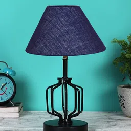 Devansh Blue Solid Jute Table lamp With Iron Base-6