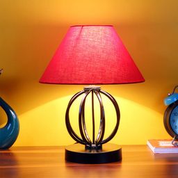 Devansh Red Cotton Table Lamp With Iron Base-55