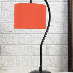 Devansh Orange & Black Textured Cotton Curvy Table Lamp With Iron Base-23