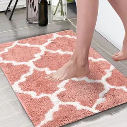 Aura Peach Coloured & White Moroccan 1850 GSM Large Bath Mat-image-48