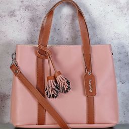 DressBerry Pink Structured Handheld Bag With Tasselled-4