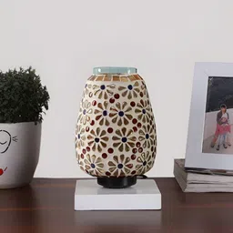 Devansh White Textured Glass Abstract Shaped Table Lamp-image-38