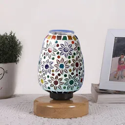 Devansh White Textured Glass Abstract Shaped Table Lamp-image-62
