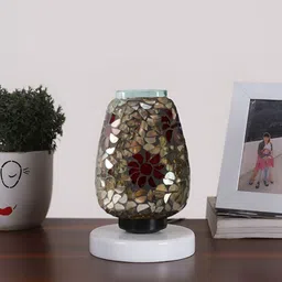 Devansh Grey Textured Glass Traditional Abstract Shaped Table Lamp-image-71