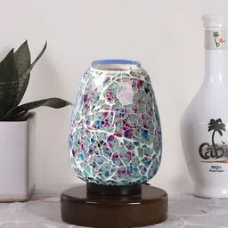 Devansh Grey Textured Glass Traditional Abstract Shaped Table Lamp-image-76